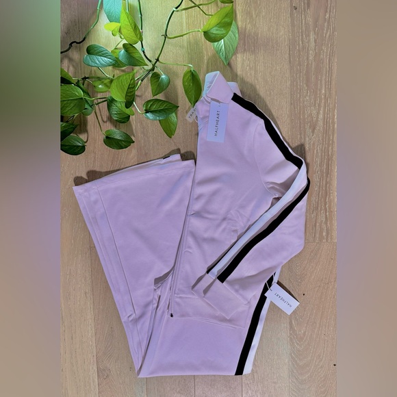 🌸 2-piece-set sweatpants + jacket zip-up loungewear Pink + navy & white stripes - Picture 9 of 10